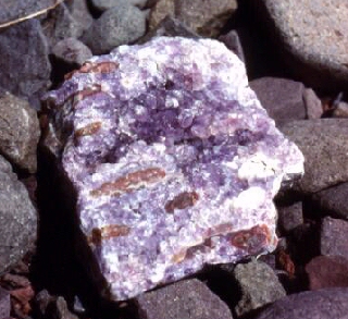 Amethyst in Beach Gravels, Scots Bay, Nova Scotia